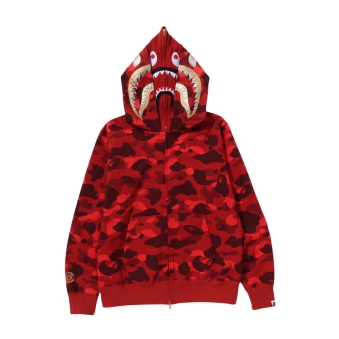 베이프 컬러 카모 더블 샤크 풀 집 후드 브라이트 레드 상품이미지2