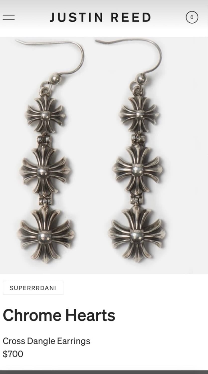 크롬하츠 크로스 드롭 이어링 상품이미지1