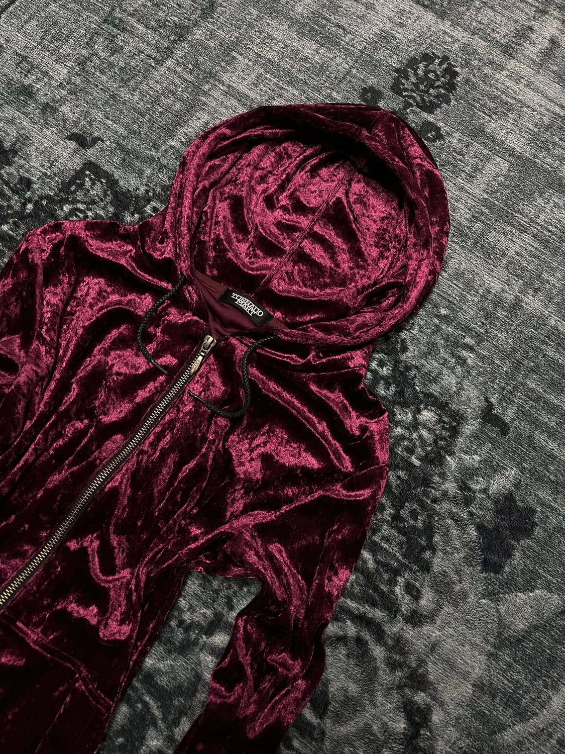 Tornado mart 00s violet velour hoodie 상품이미지3