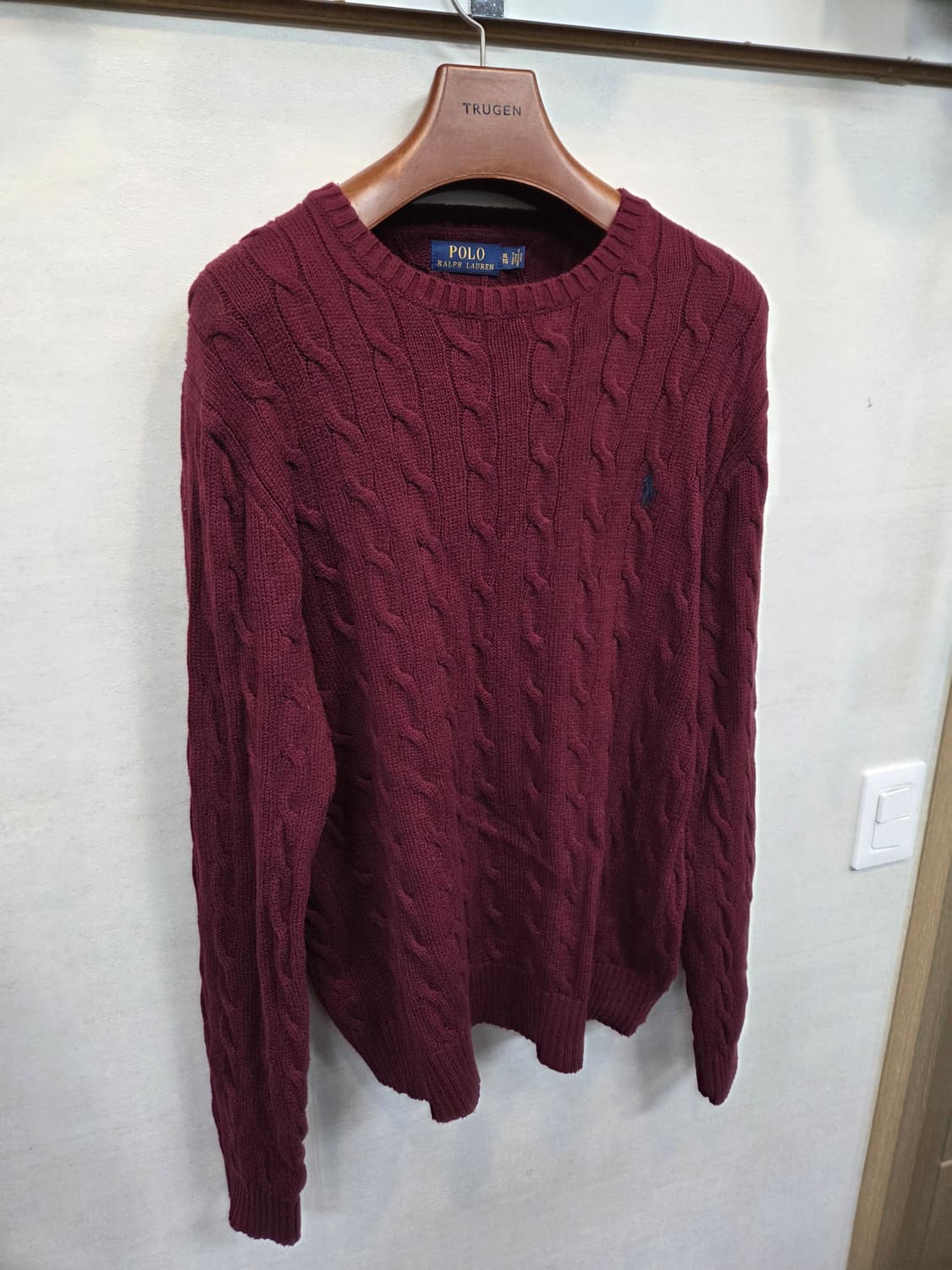 폴로랄프로렌 케이블 꽈배기 니트 xl 버건디 상품이미지6