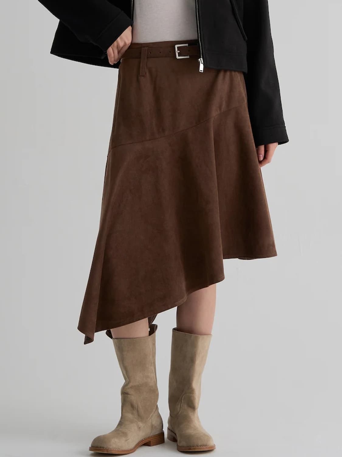에잇세컨즈 스웨이드 브라운 미디스커트 M 상품이미지1