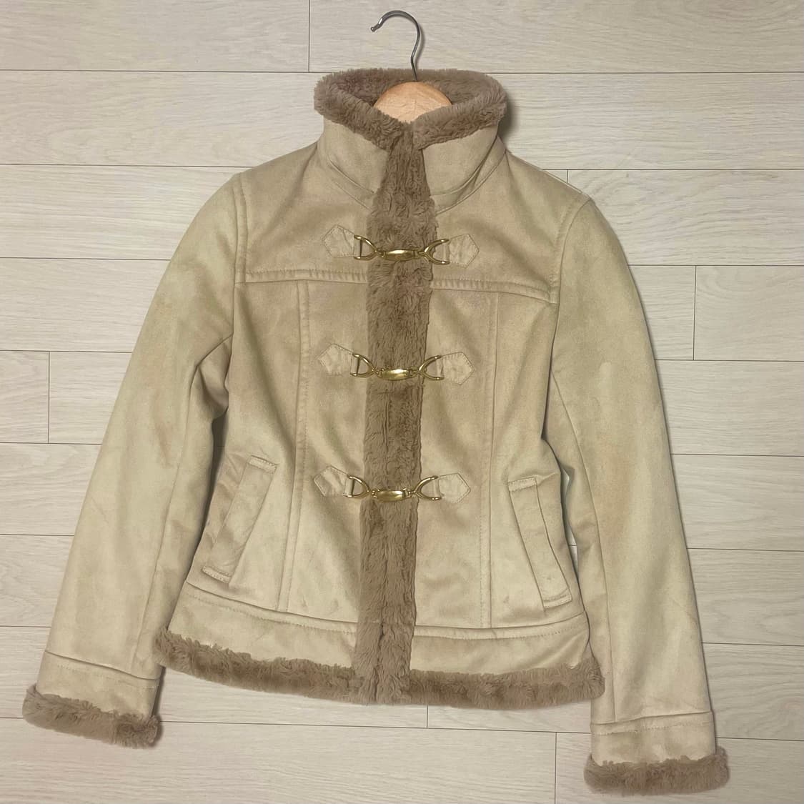 빈티지 베이지 퍼 자켓 상품이미지1