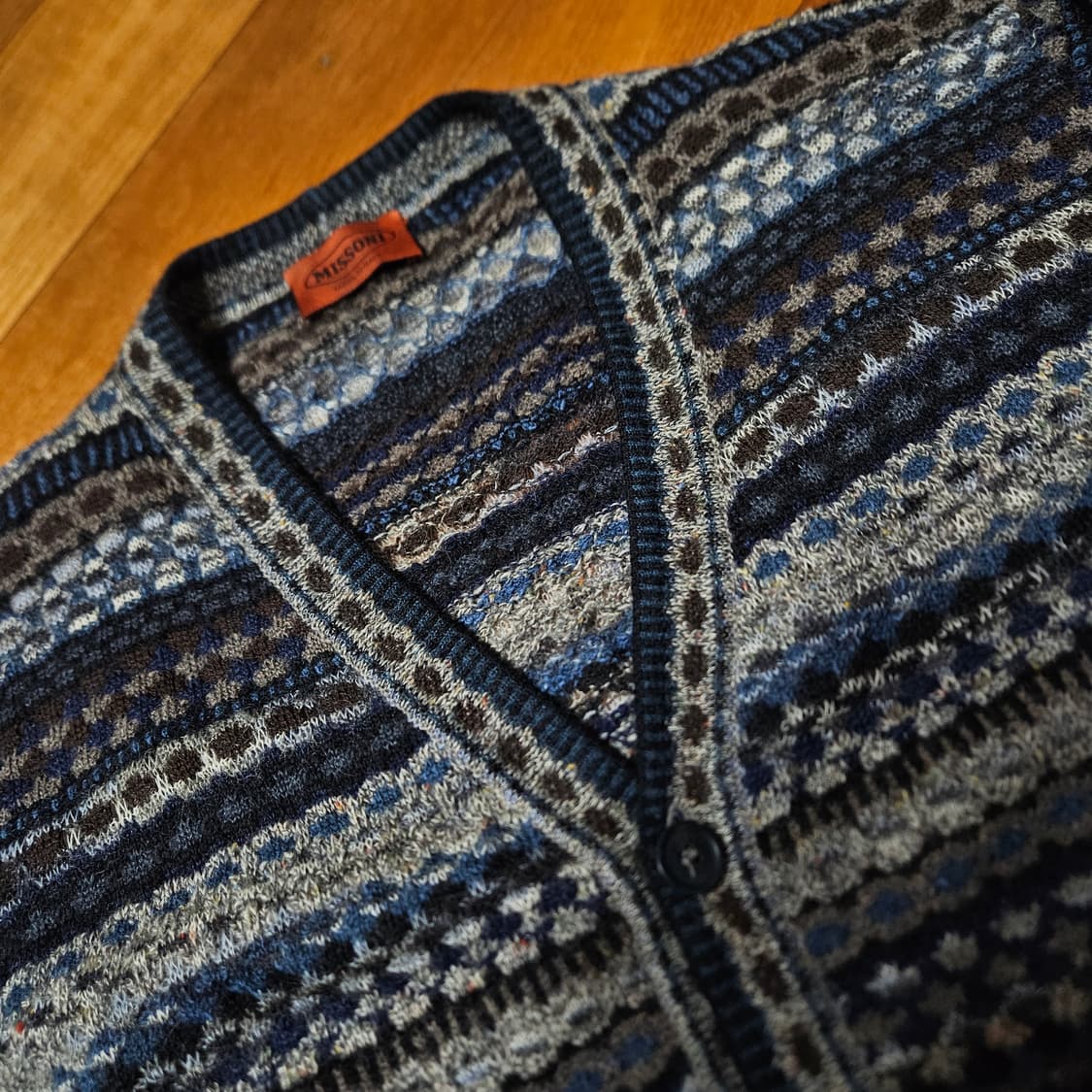 미쏘니 패턴 니트 가디건 블루 상품이미지4