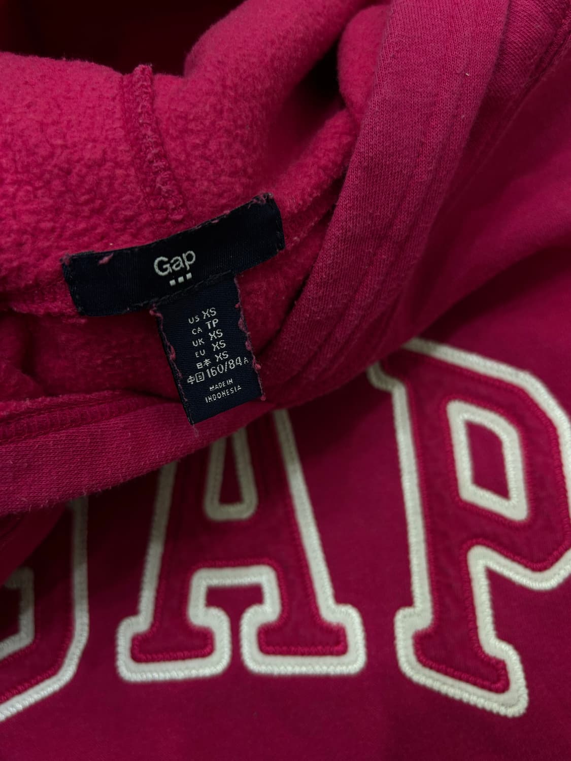[XS]GAP 로고 후드/핑크/기모 상품이미지5