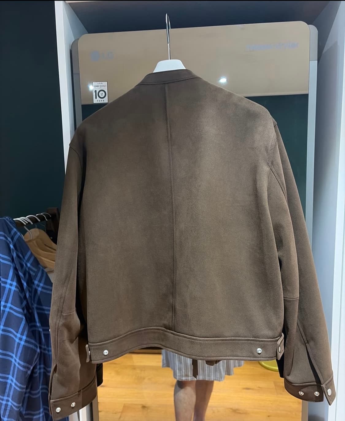 COOR 쿠어 페이크 심 워시드 스웨이드 바이커 점퍼 XL 상품이미지2