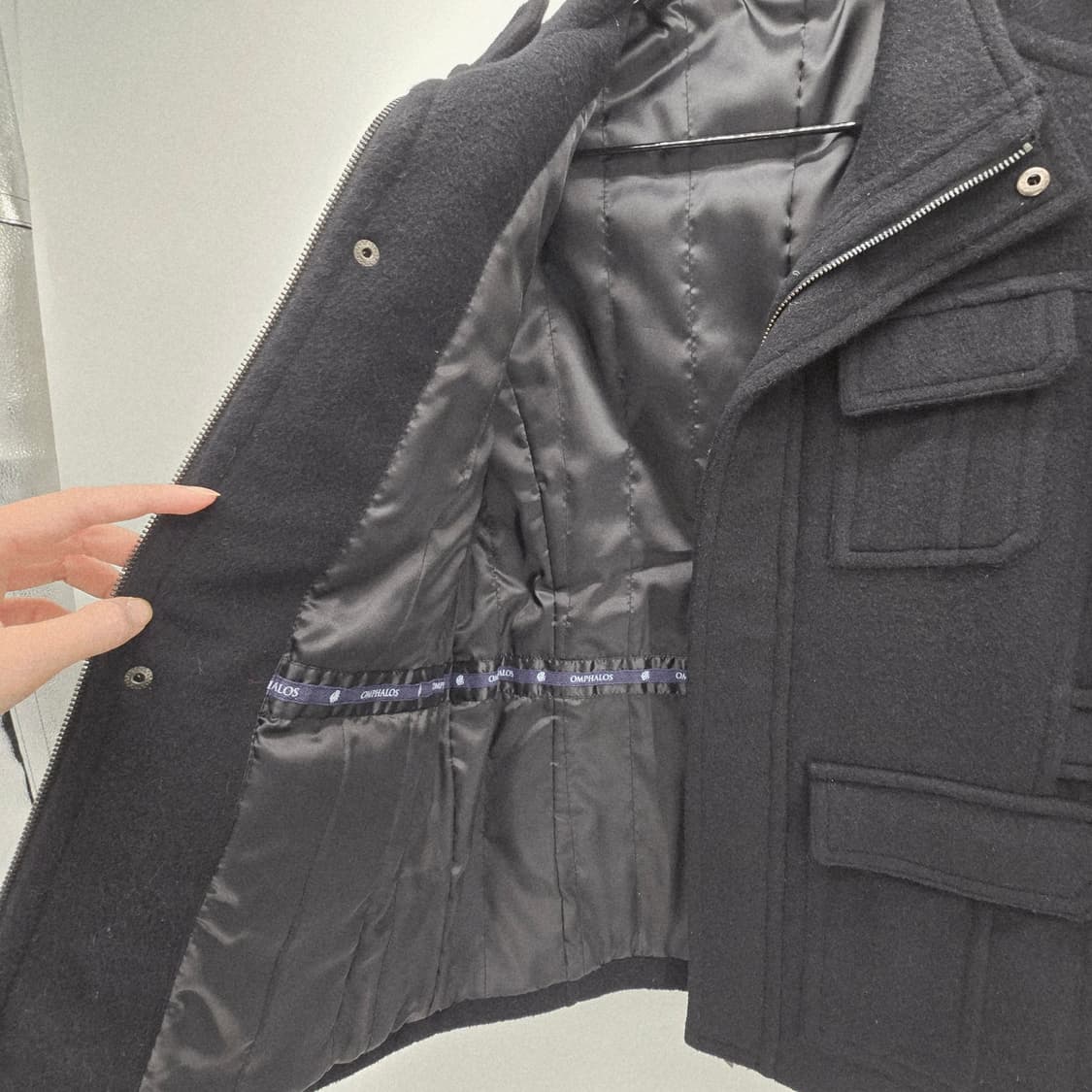 블랙 밀리터리 스타일 모직 코트 상품이미지7