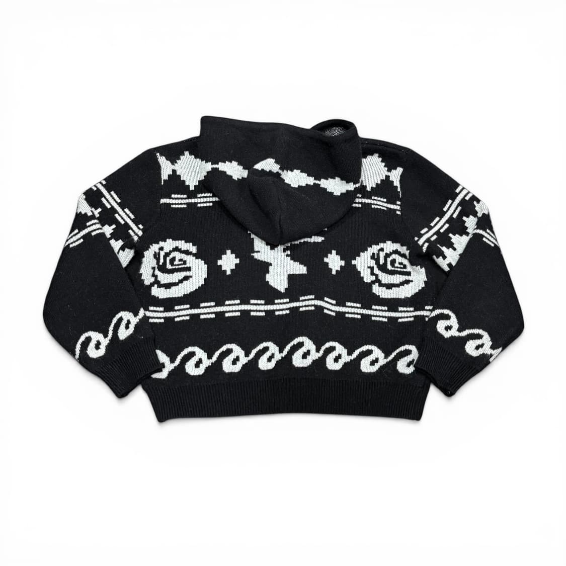 우먼FREE TANKUS 블랙 자카드 니트 후드집업 상품이미지2