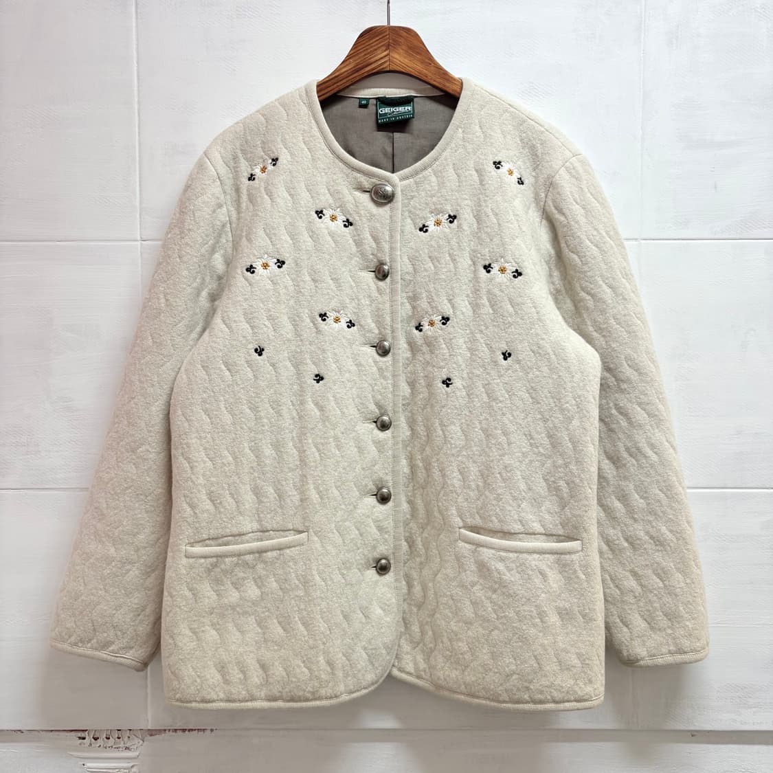 GEIGER 가이거 꽃 자수 퀼팅 울 자켓 40 상품이미지1
