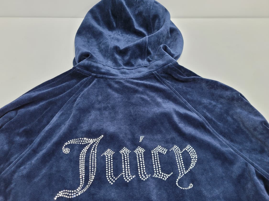 쥬시꾸띄르 23FW 큐빅 로고 벨벳 후드 집업 / 여 M 네이비
 상품이미지5