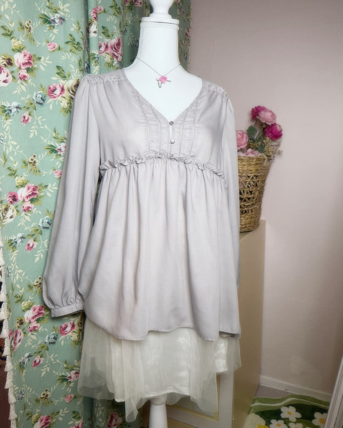 Blouse💜모리세스 라벤더 그레이 탑 상품이미지1