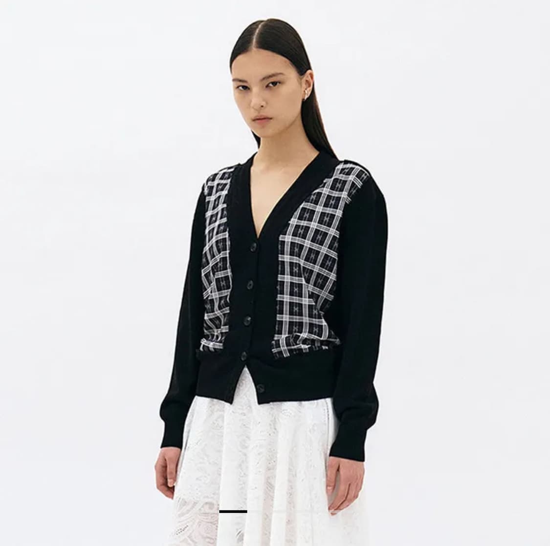 윤세 Yunse Hatch Check Cardigan (Black) 상품이미지2