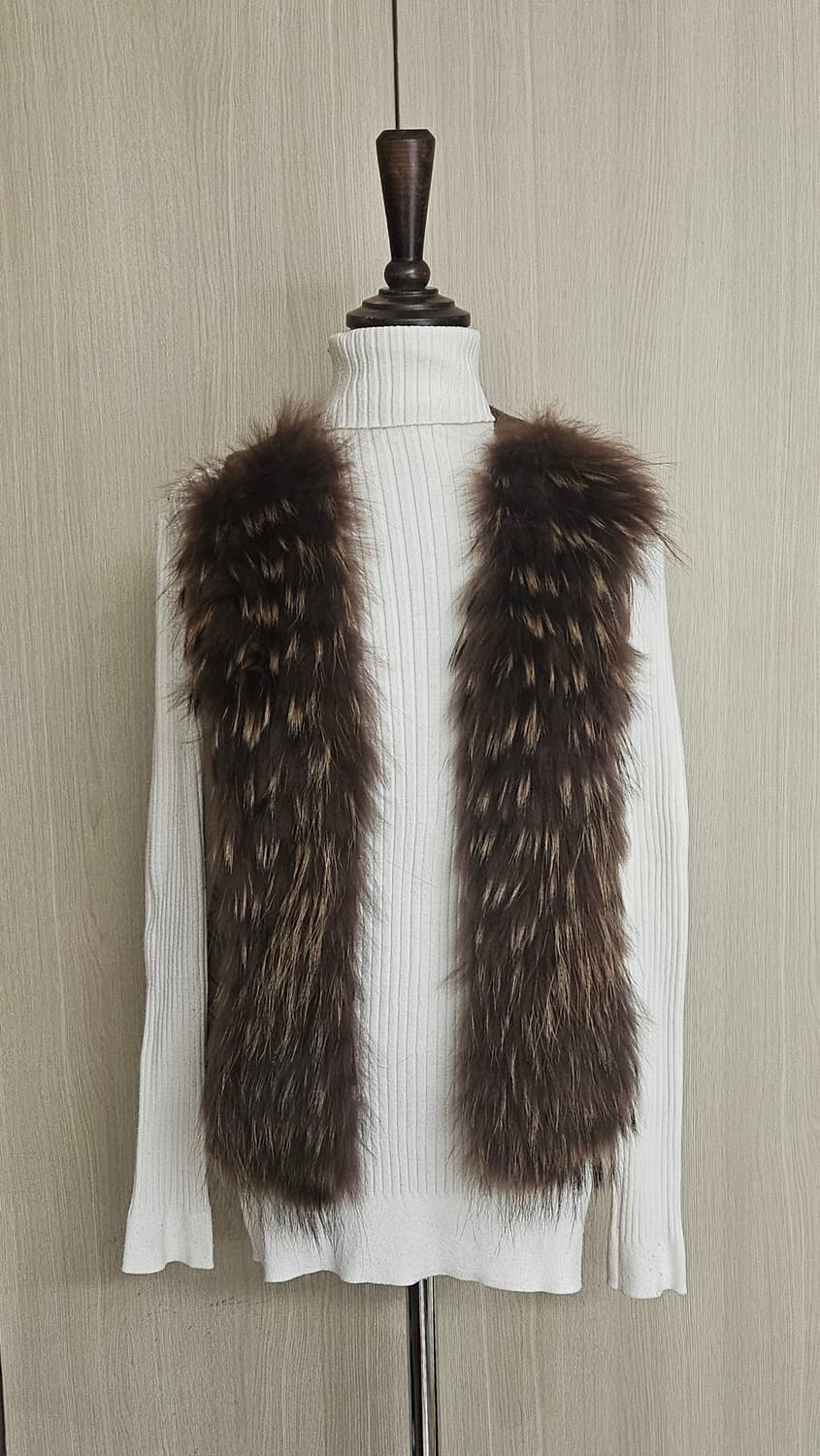 (레어템)플라스틱아일랜드 천연 라쿤퍼 니트 베스트 S 44~55 상품이미지4