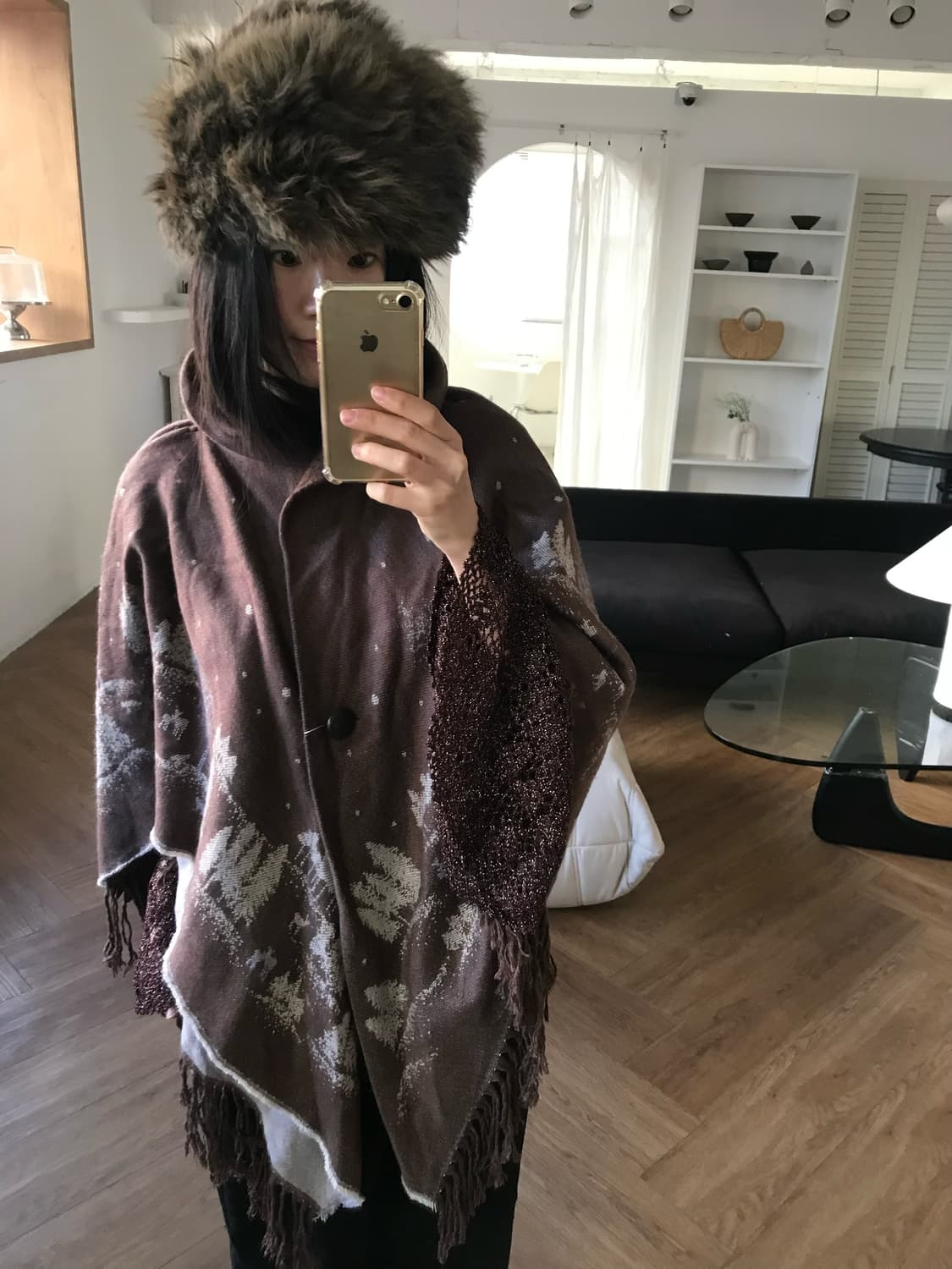 vintage pattern tassel cape 상품이미지1