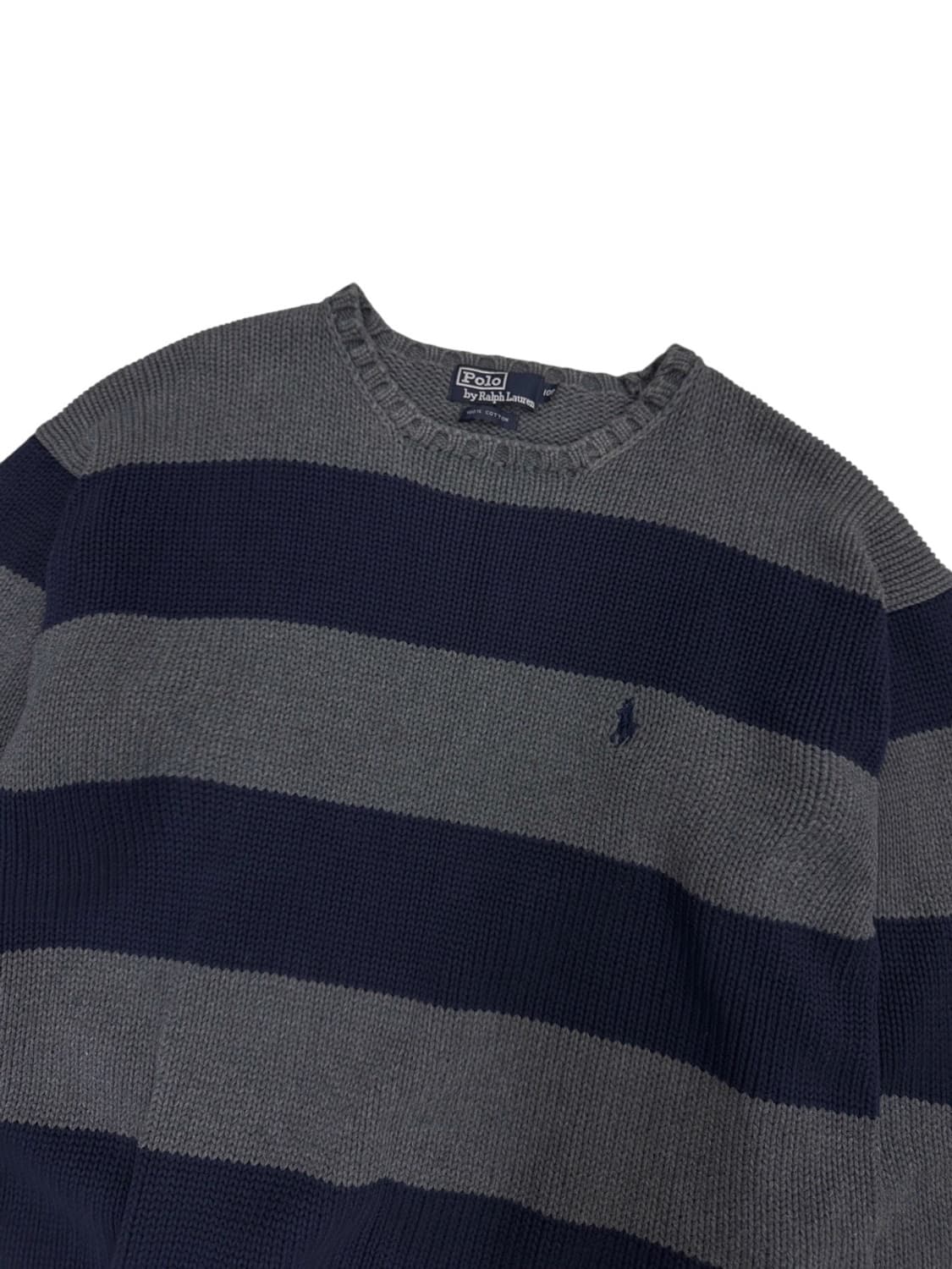 00s 폴로 스트라이프 줄무늬 니트 그레이&네이비 (L) 상품이미지2