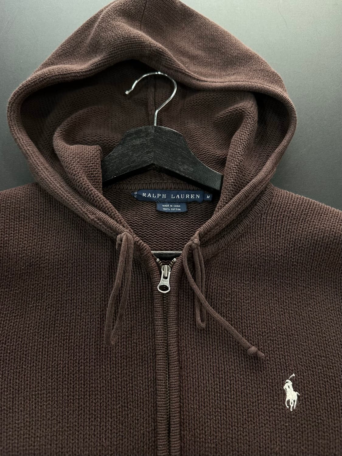 폴로랄프로렌 니트 후드집업 빈티지초코 상품이미지5