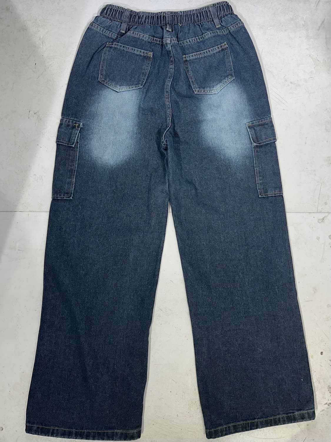 빈티지 진청 밴딩 워싱 데님 팬츠 와이드 카고 바지 상품이미지5