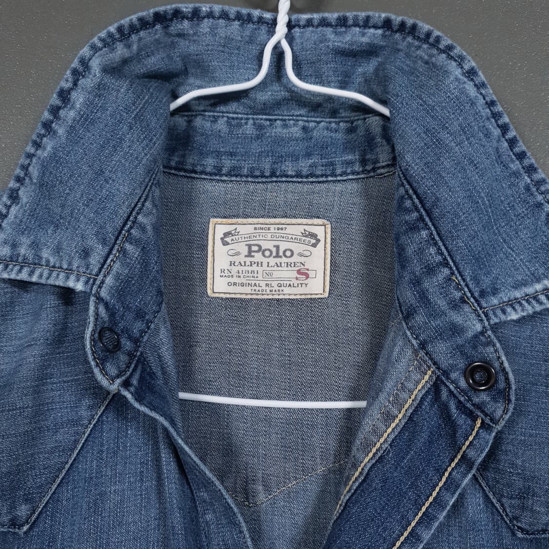 S) 폴로 랄프로렌 오리지널 RL 퀄리티 버튼 포켓 웨스턴 데님 셔츠 상품이미지6
