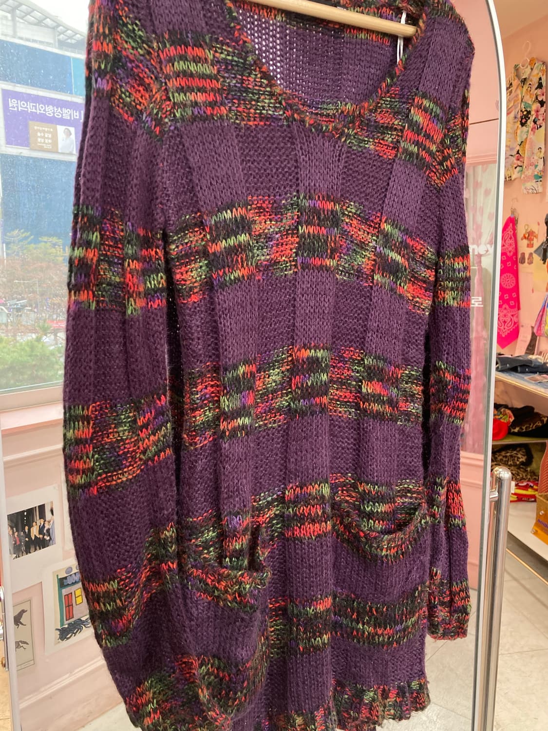 에스닉 퍼플 브이넥 롱 니트 상품이미지3