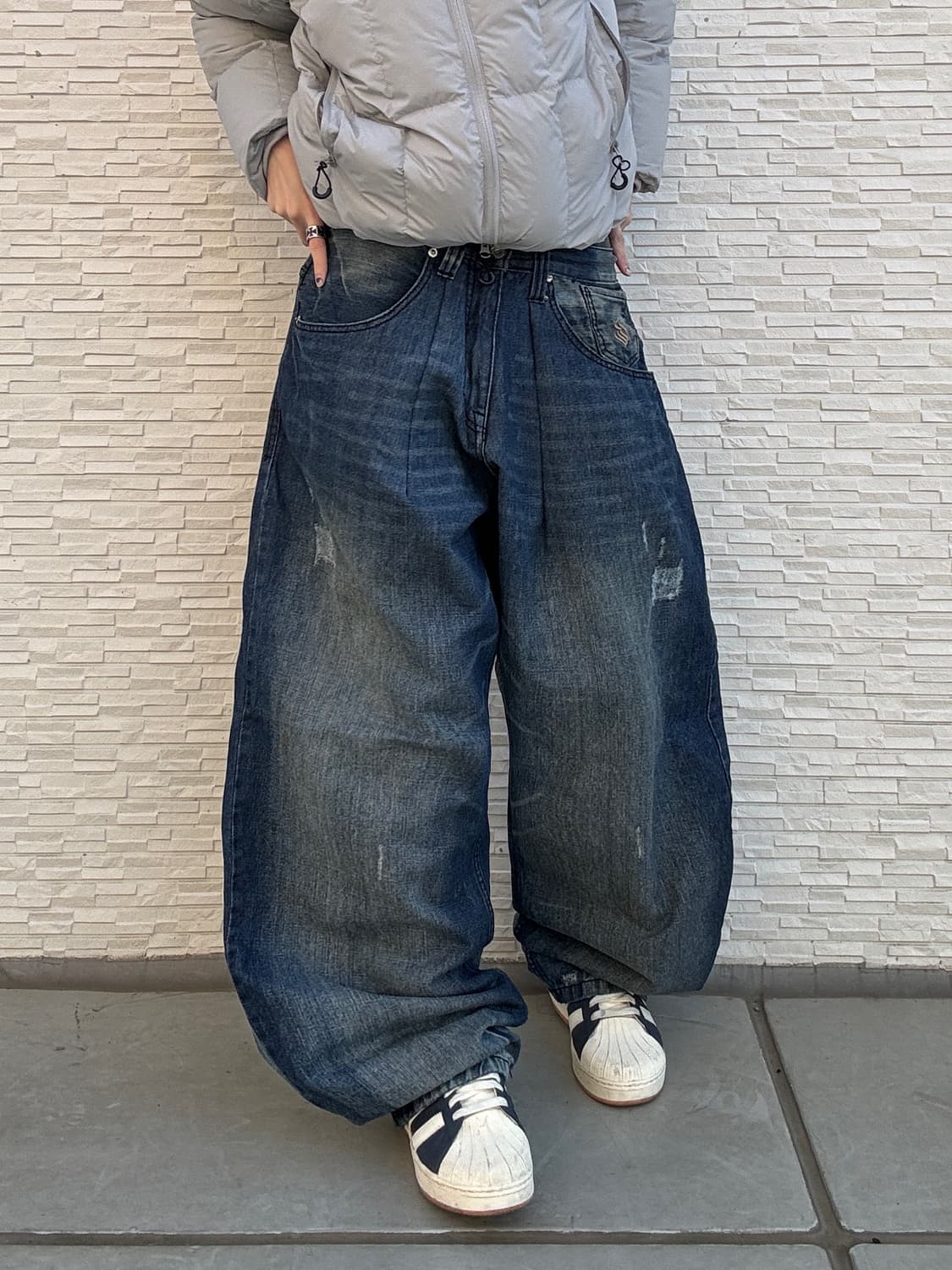 90s ROCAWEAR 올드스쿨 다크 인디고 오버 와이드 데님 팬츠 상품이미지1