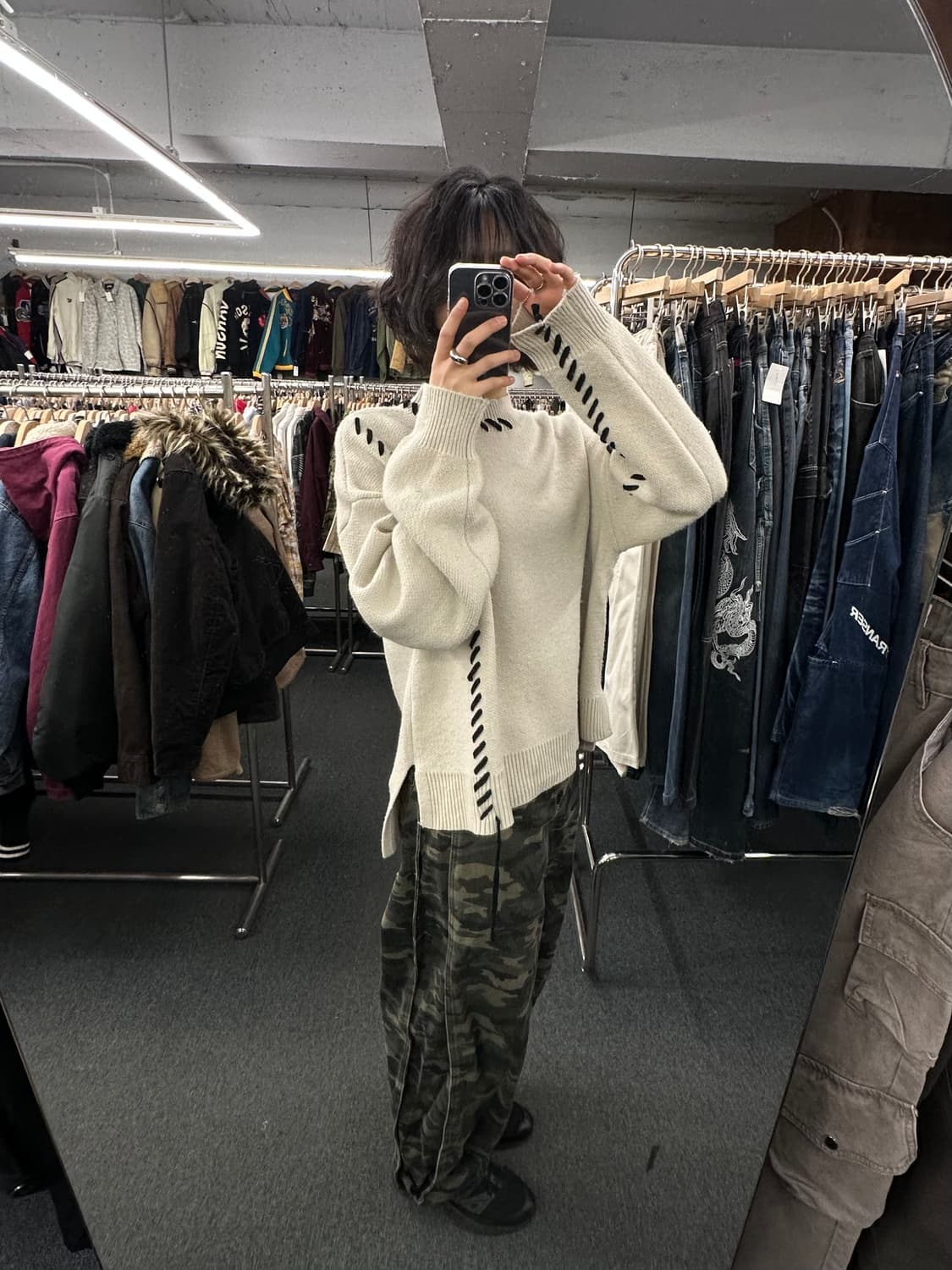 OS)Niko and 빈티지 아이보리 스티치 니트 스웨터 상품이미지1