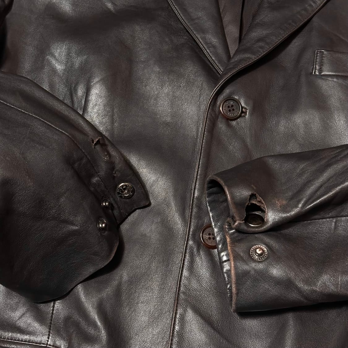 90's 입생로랑 레더 스포츠 자켓 상품이미지5