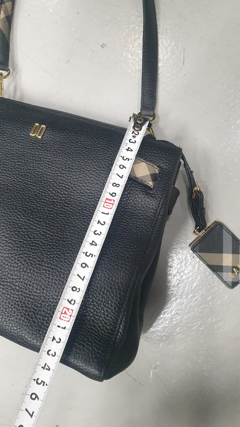 닥스 블랙체크배색 가죽 숄더백 토트백 상품이미지5