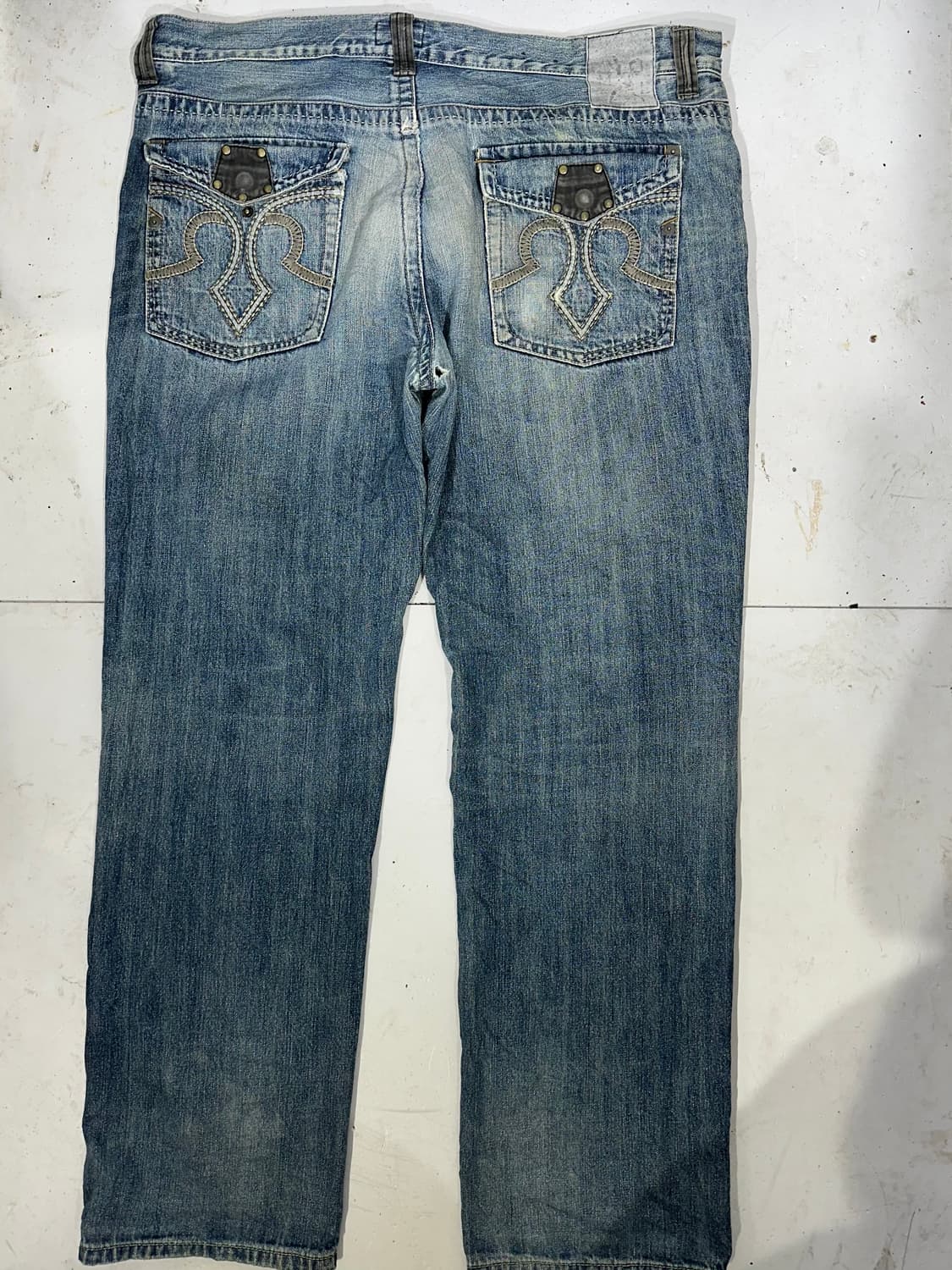 90s Mark ecko 중청 와이드 데미지 워싱 데님 팬츠 청바지 상품이미지5