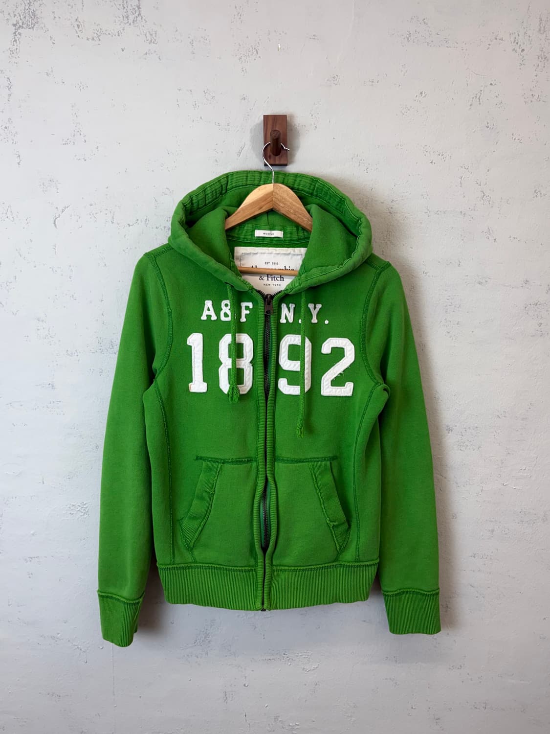 아베크롬비 빈티지 그린 자수로고 후드집업 상품이미지1
