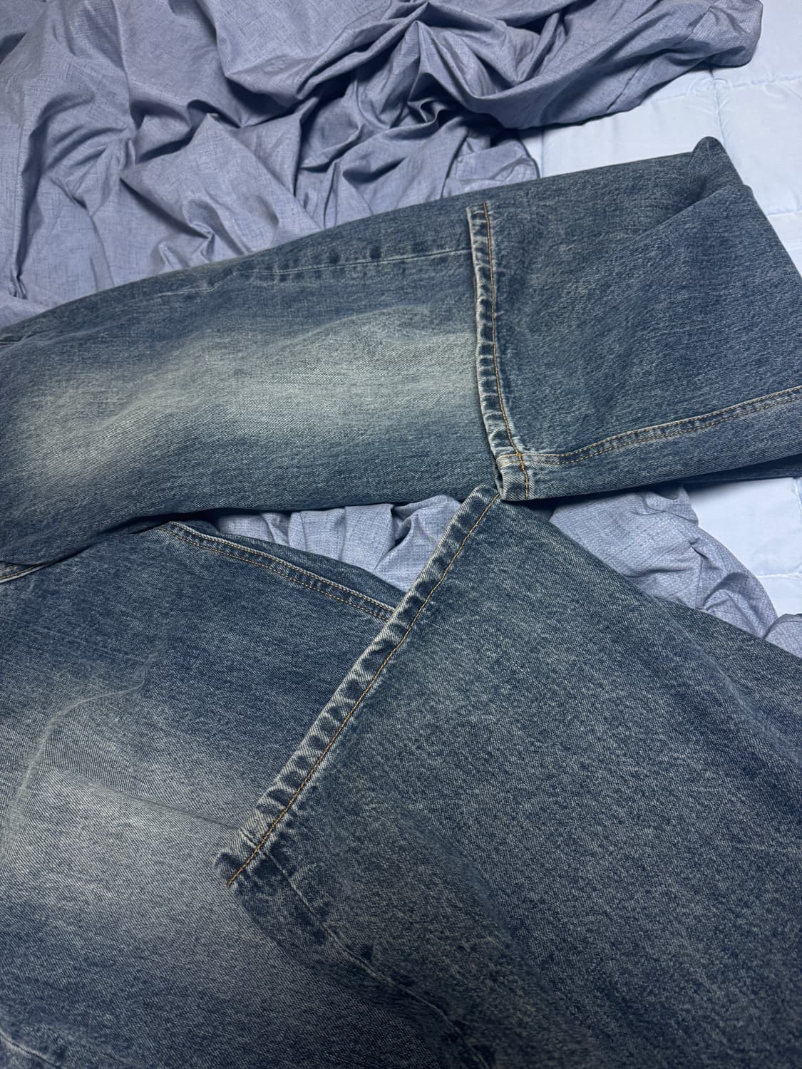 해칭룸 와이드 커브진 워시드 블루 2 상품이미지2