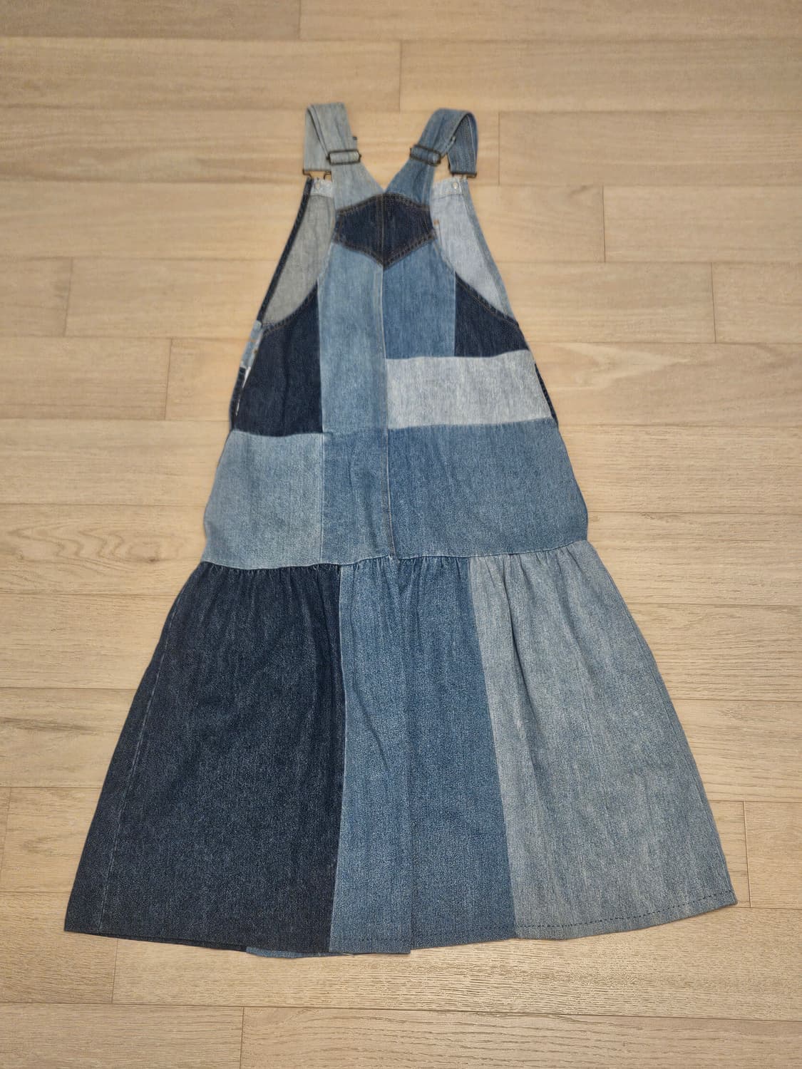 데님 패치워크 멜빵 원피스 상품이미지4