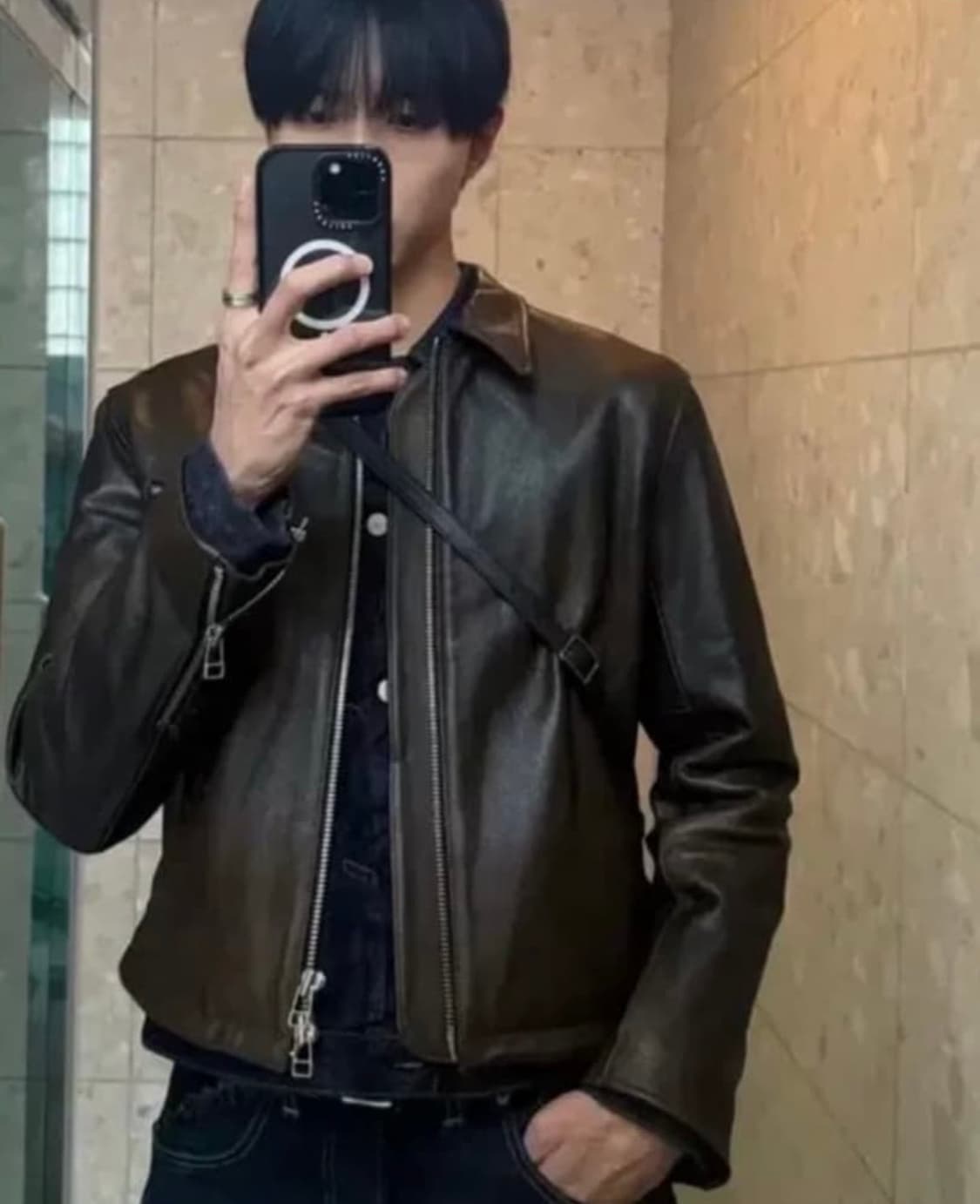토니웩 크롭 레더 자켓 XL 주우재 착용 미착용 제품 상품이미지1