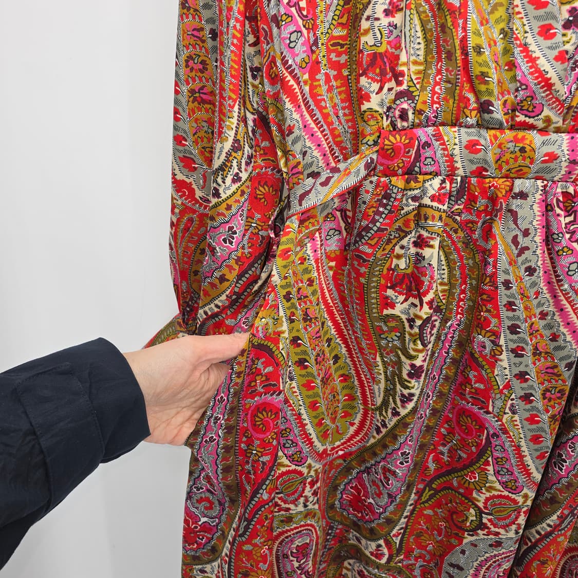 ZARA Paisley Satin Dress with Belt Pink 상품이미지4