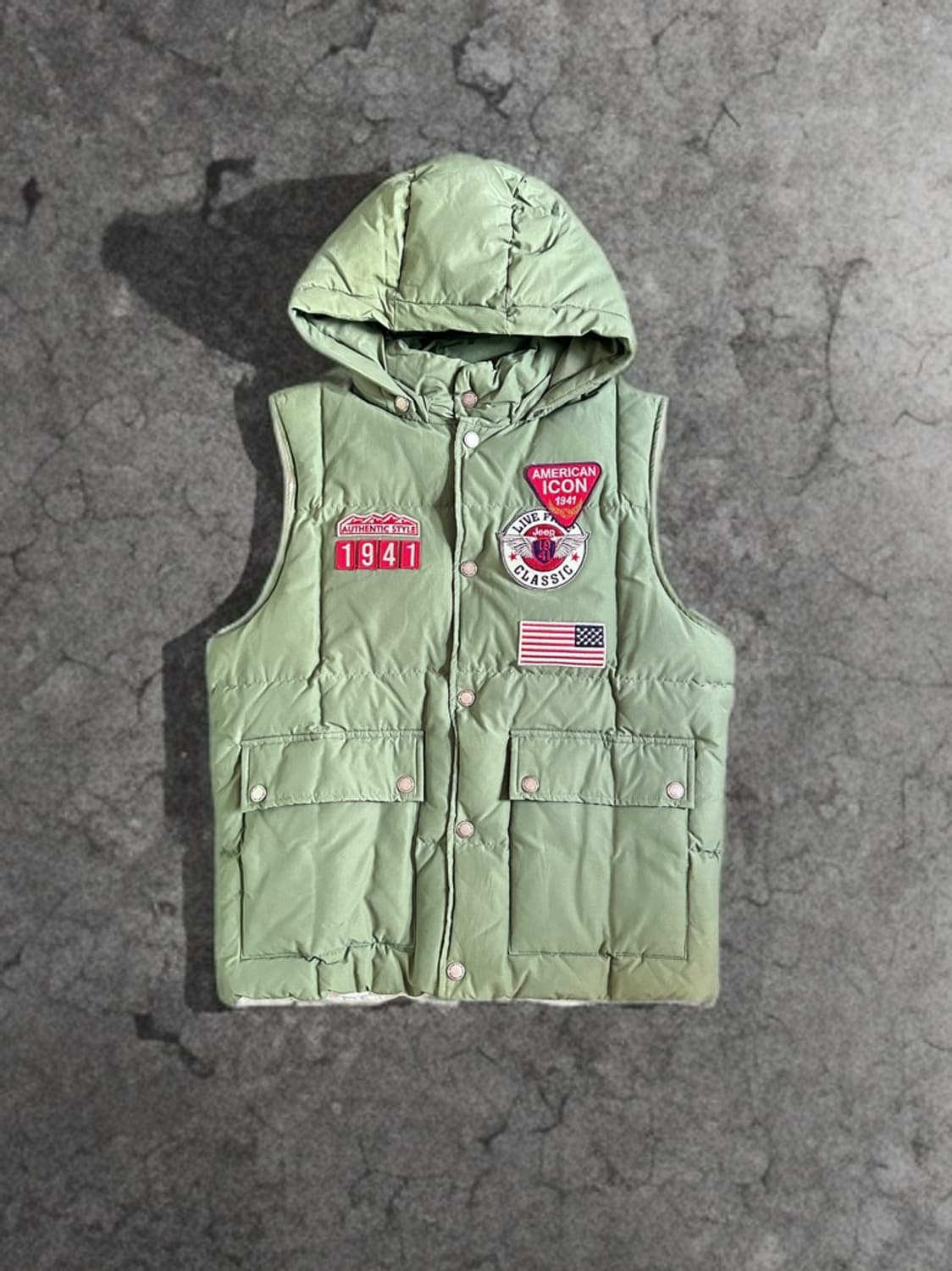지프 덕다운 아메리칸 패치 패딩베스트 상품이미지1