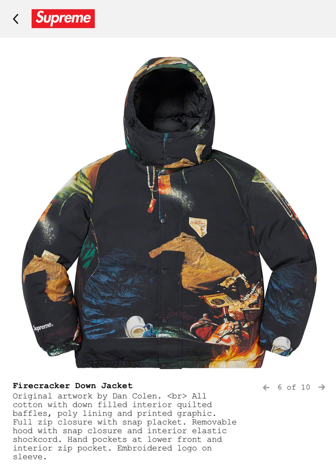 슈프림 파이어크래커 덕다운 파카 상품이미지7