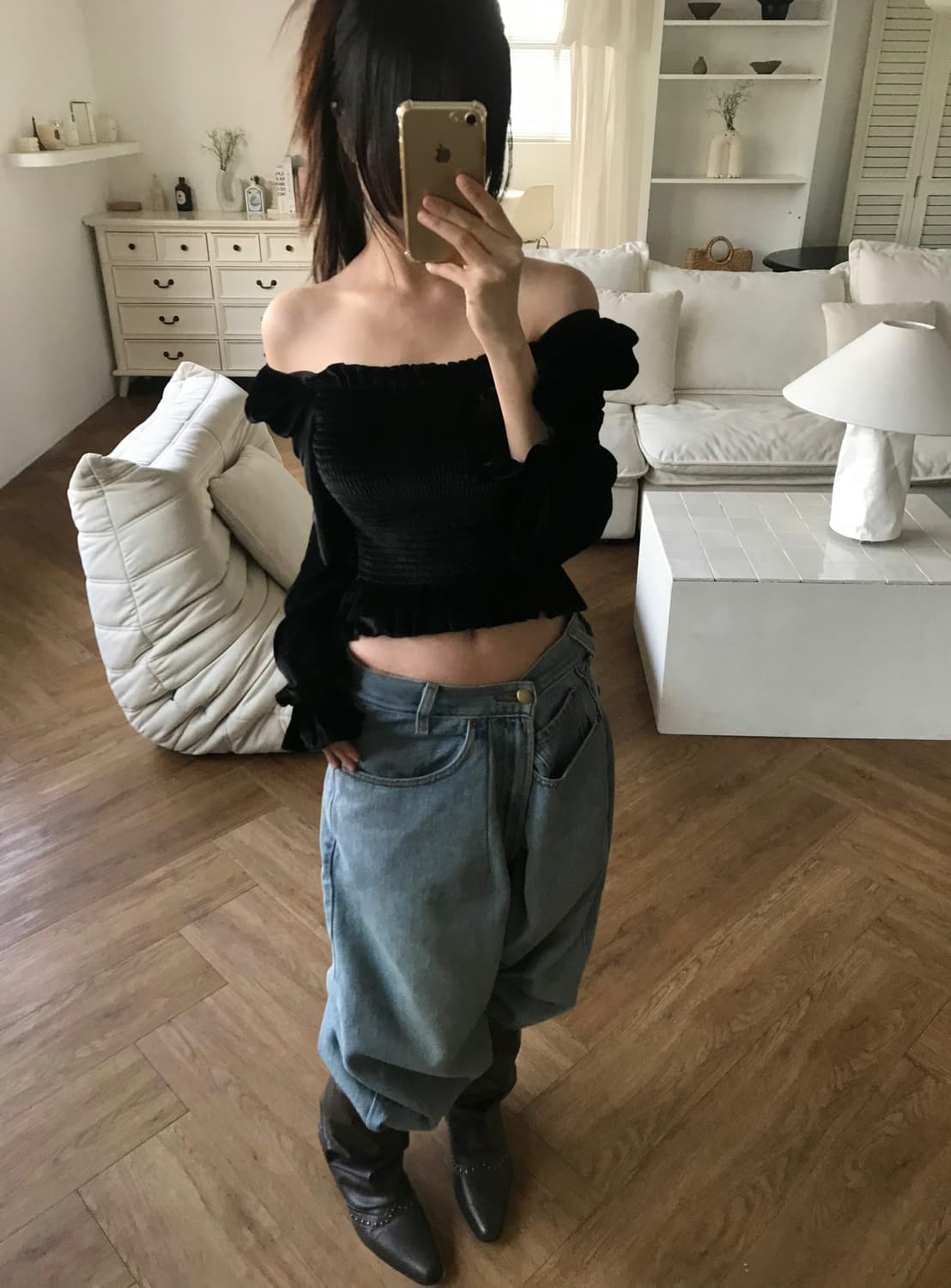 vintage velvet smoke top 상품이미지1