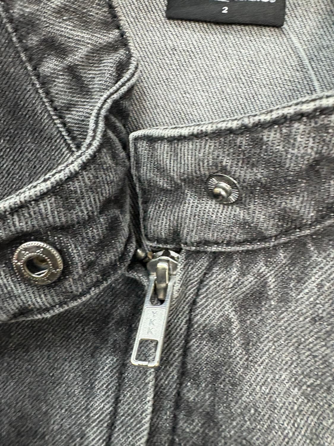 오드스튜디오 샌드워싱 바이커 데님 크롭 자켓 A2449 상품이미지4