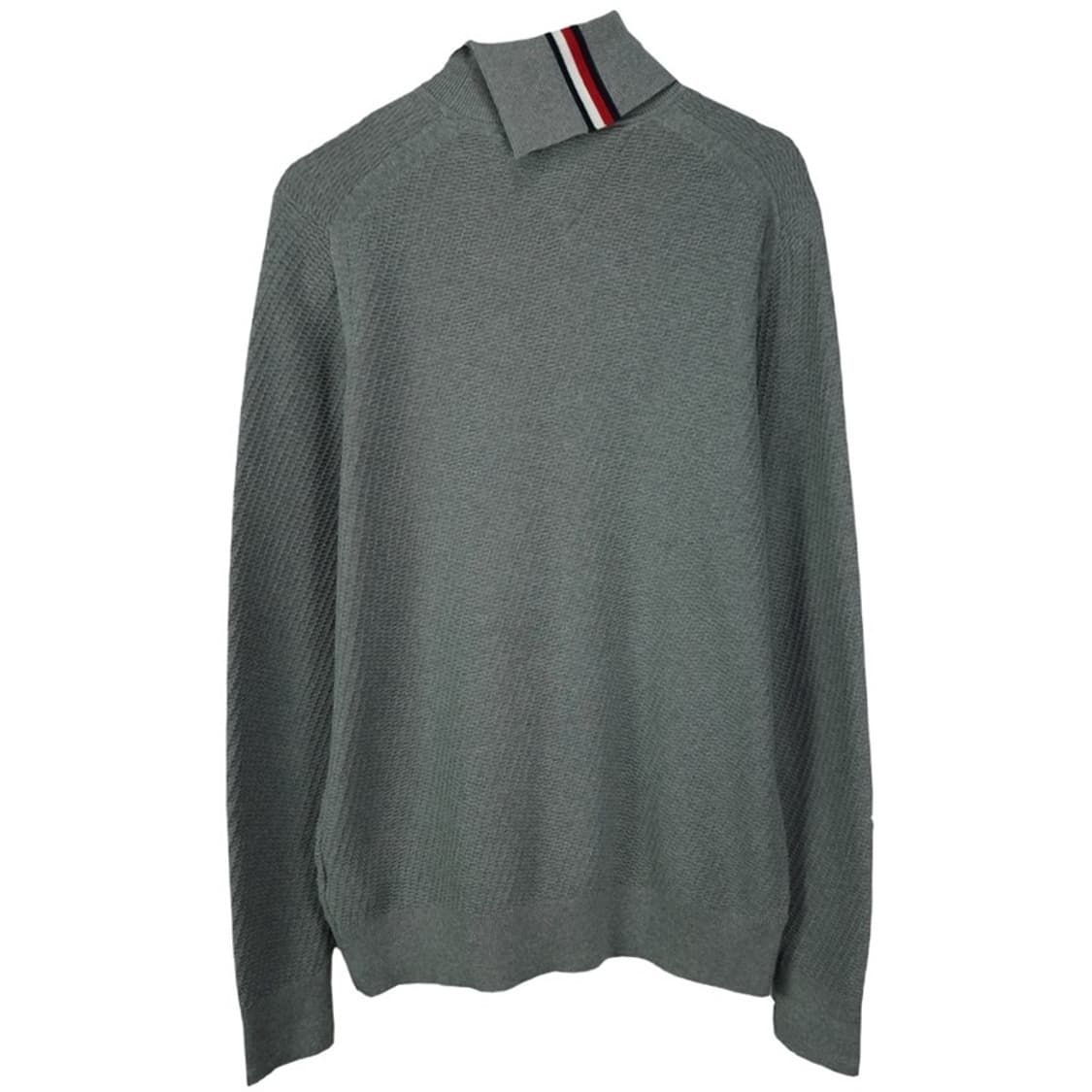 [타미힐피거] 로고 자수 언발란스 터틀넥 목폴라 니트 그레이 M19304 상품이미지3