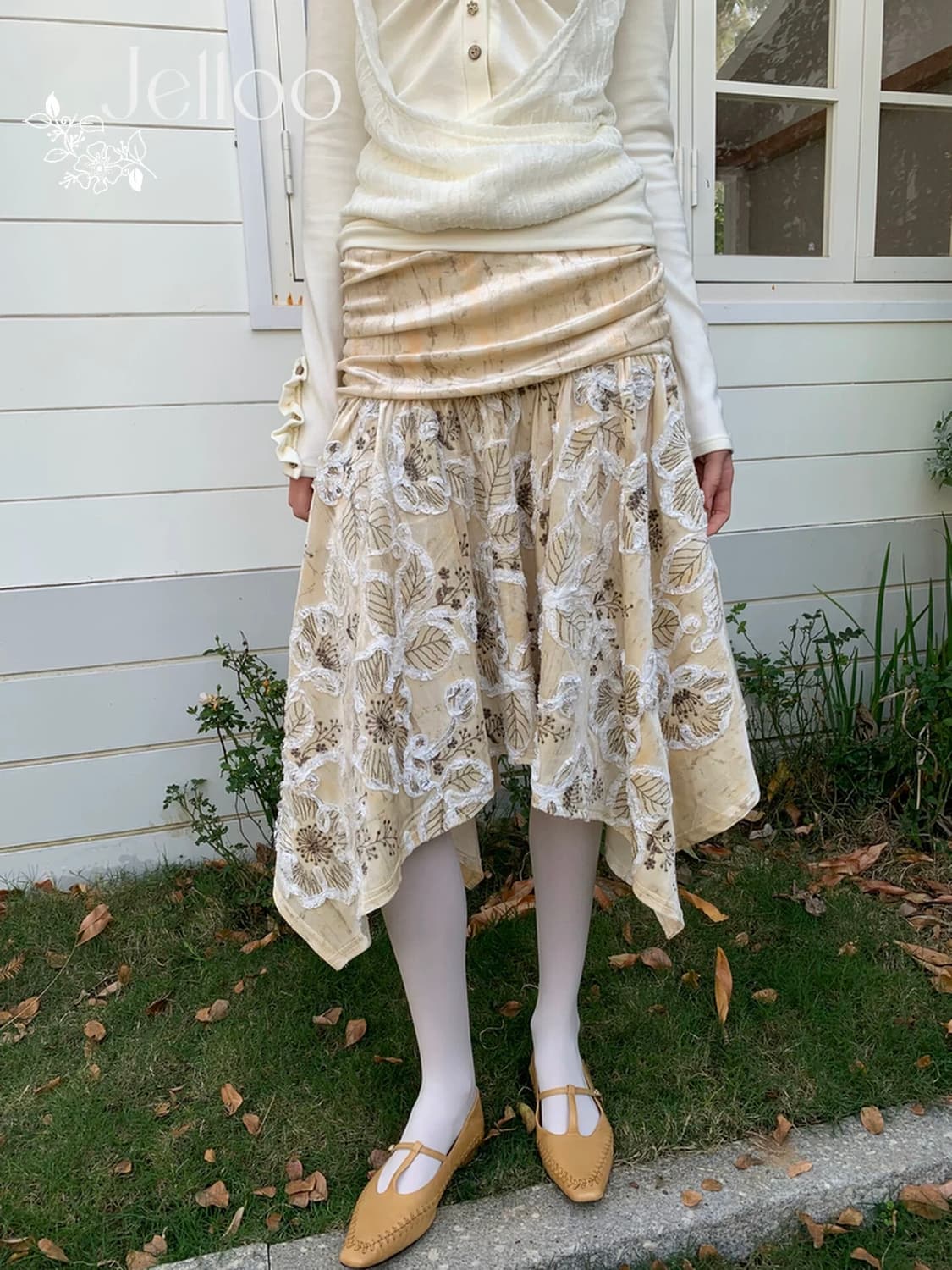 Jelloo Romantic Floral Embroidery Skirt 상품이미지1