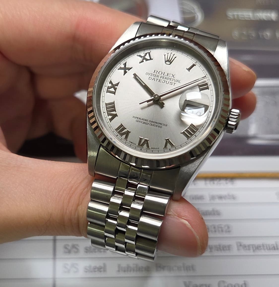 롤렉스 데이저스트 16234 후기형 실버로만 18K화골베젤 쥬빌리줄 (감 상품이미지3
