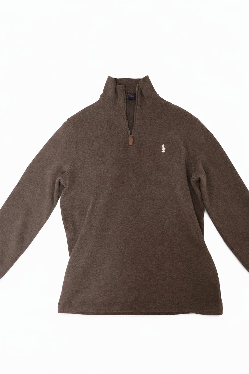 폴로 반집업 코튼 니트 브라운 색 상품이미지1
