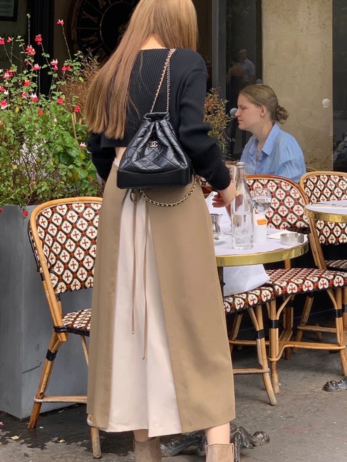 트렌디어패럴 배색 스커트 새상품 상품이미지2