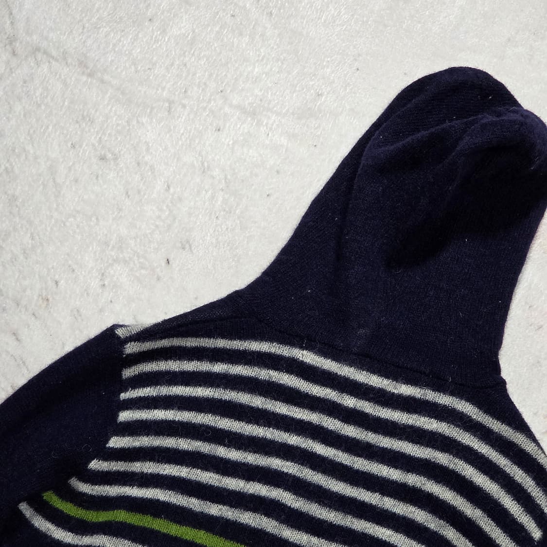 일본 빈티지 모리걸 네이비 스트라이프 후드 니트 상품이미지5