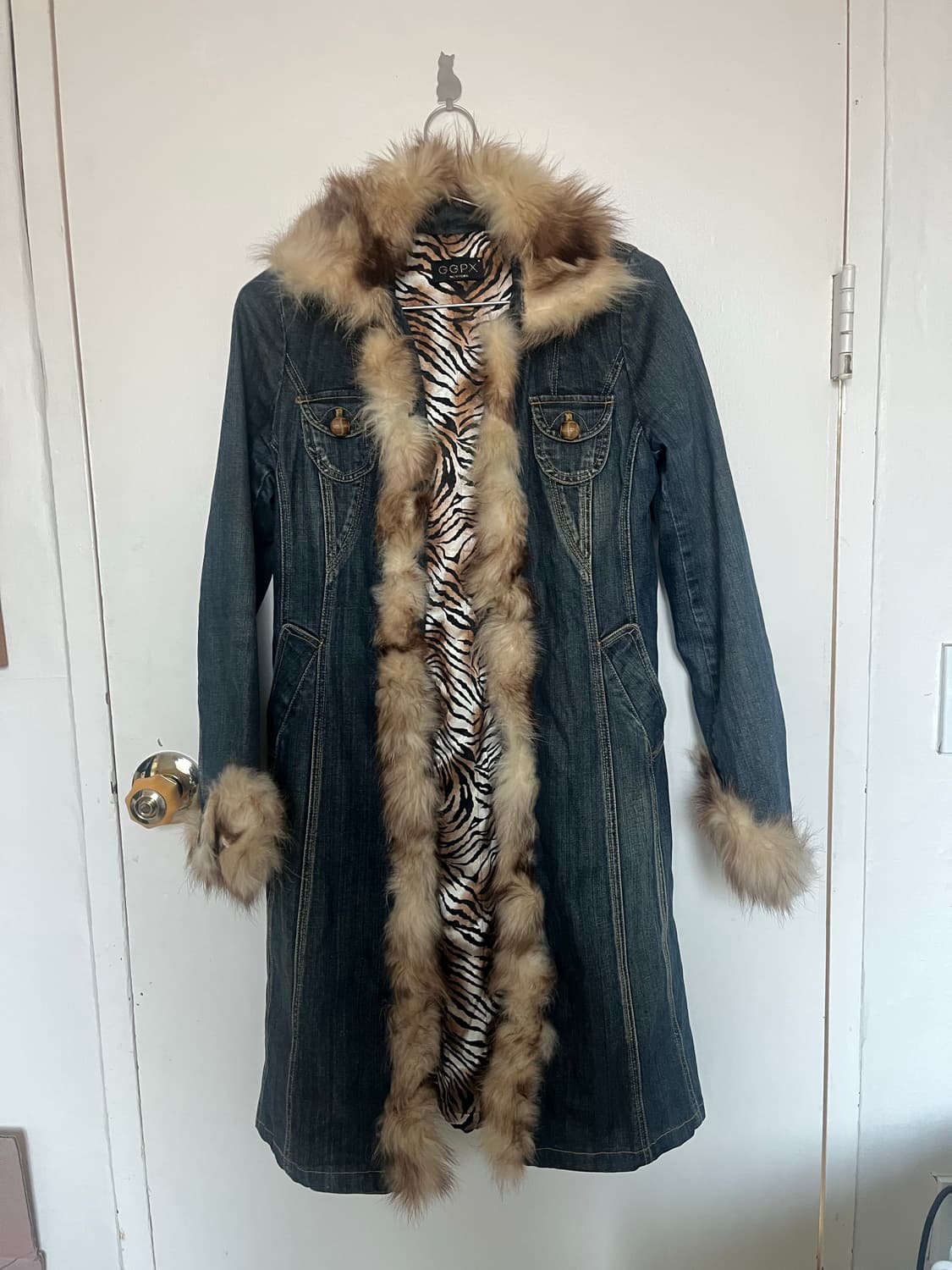 Ggpx  maxi denim fur jacket 데님 퍼자켓 상품이미지1