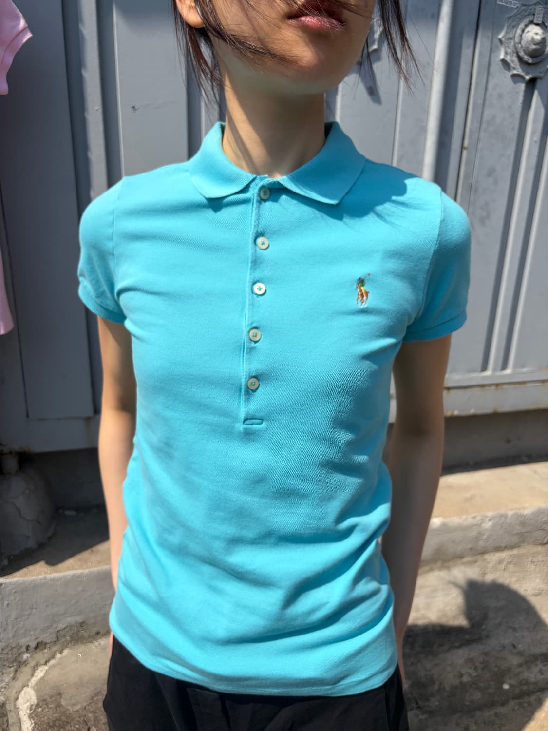 Ralph Lauren 슬림핏 블루 폴로 티셔츠 상품이미지1