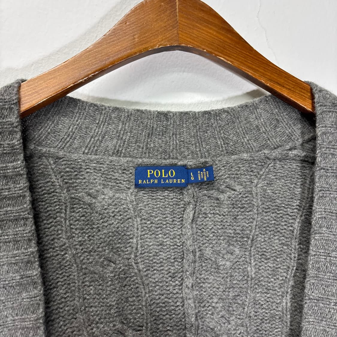 우먼FREE 폴로 랄프로렌 그레이 캐시미어혼방 노버튼 꽈배기 가디건 상품이미지4