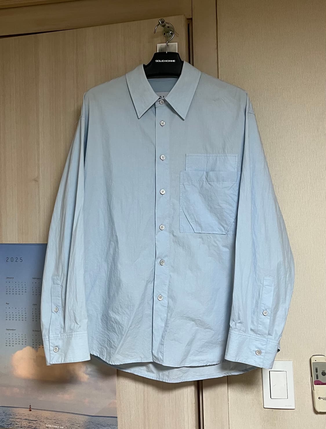 솔리드옴므 오버핏 페이퍼셔츠 스카이블루 상품이미지3