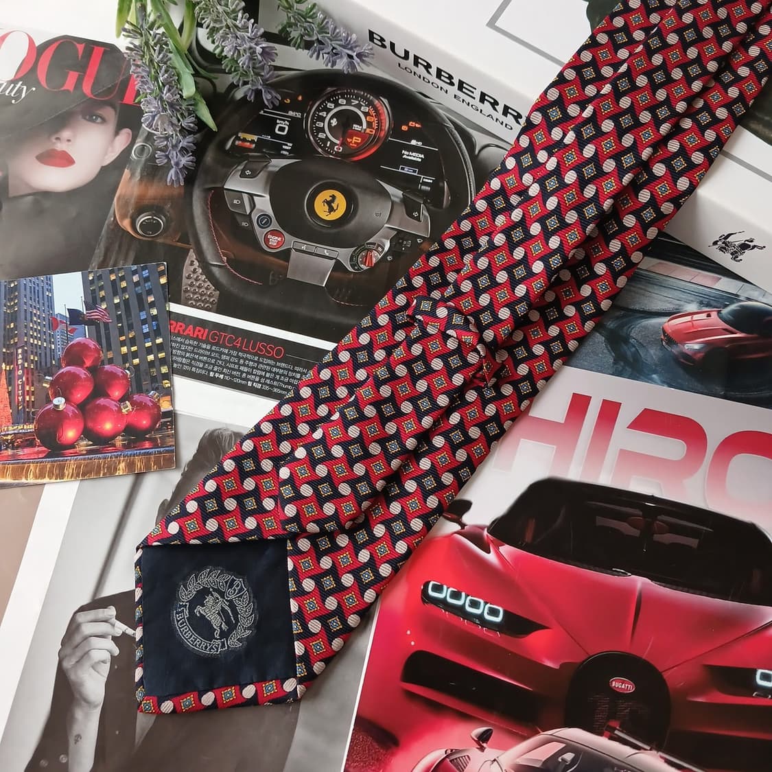 버버리 실크 레드 지오메트릭 넥타이 9.8cm A+등급 A19140
 상품이미지4