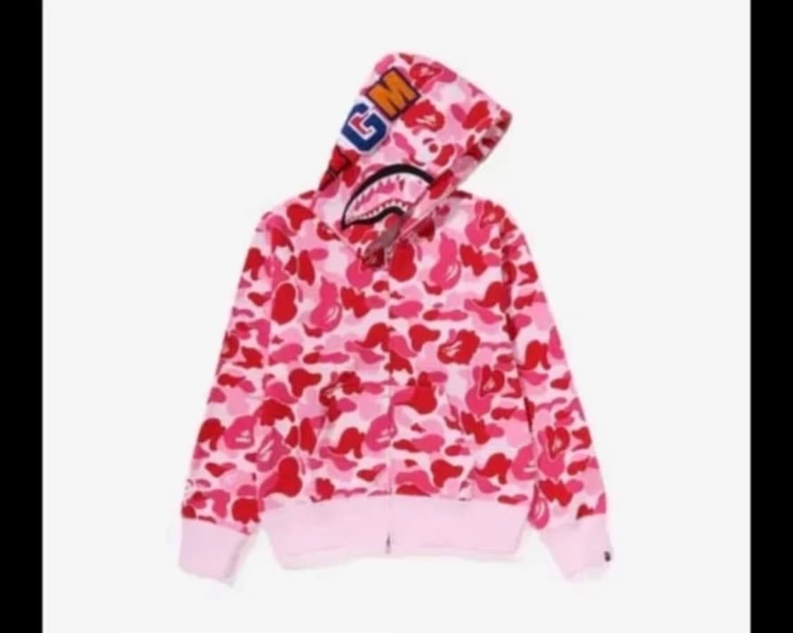 베이프 ABC 카모 핑크 샤크후드집업 상품이미지1