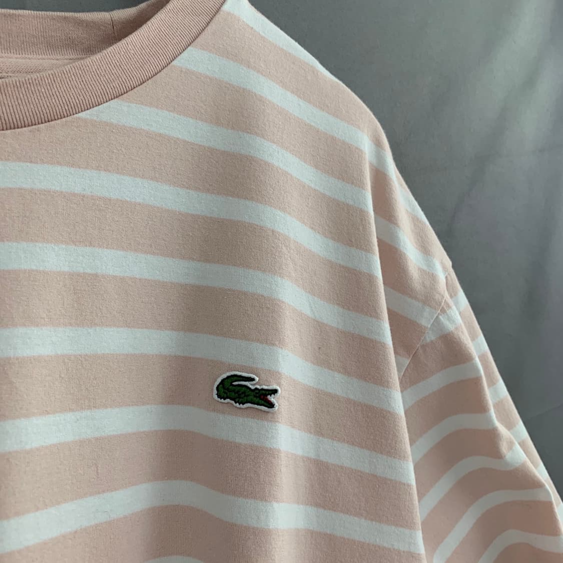 XXL 라코스테 오버핏 핑크 스트라이프 빅사이즈 반팔티 상품이미지3