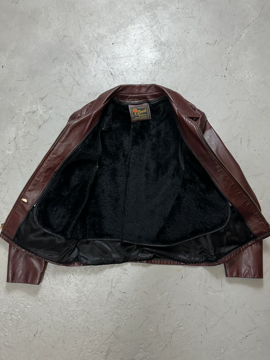 70's 빈티지 버건디 크롭 레더 자켓 파이트 클럽 상품이미지8